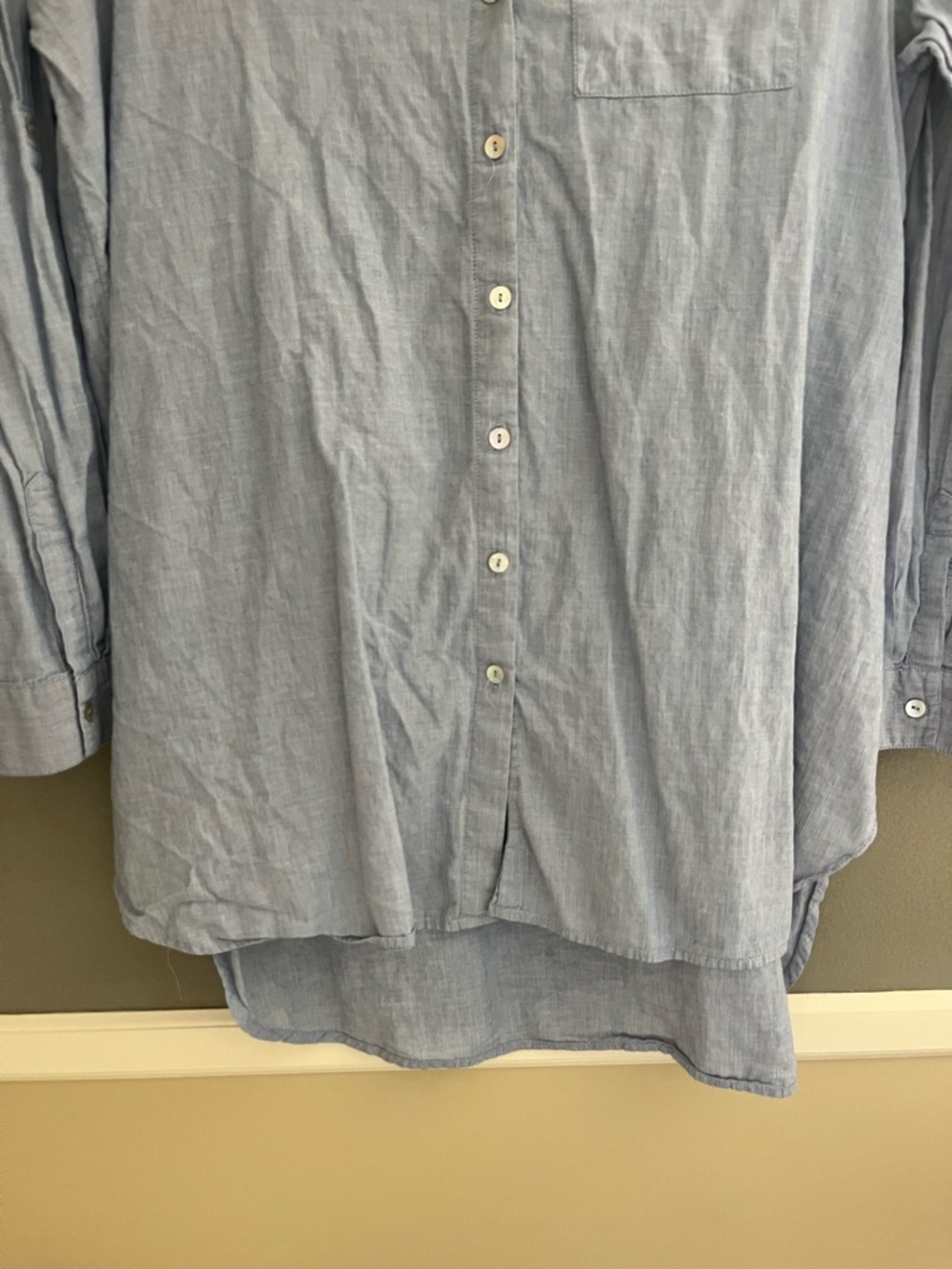 beachlunchlounge Light Blue Casual Button Down Shirt Long Coastal 100% Cotton - Picture 2 of 11